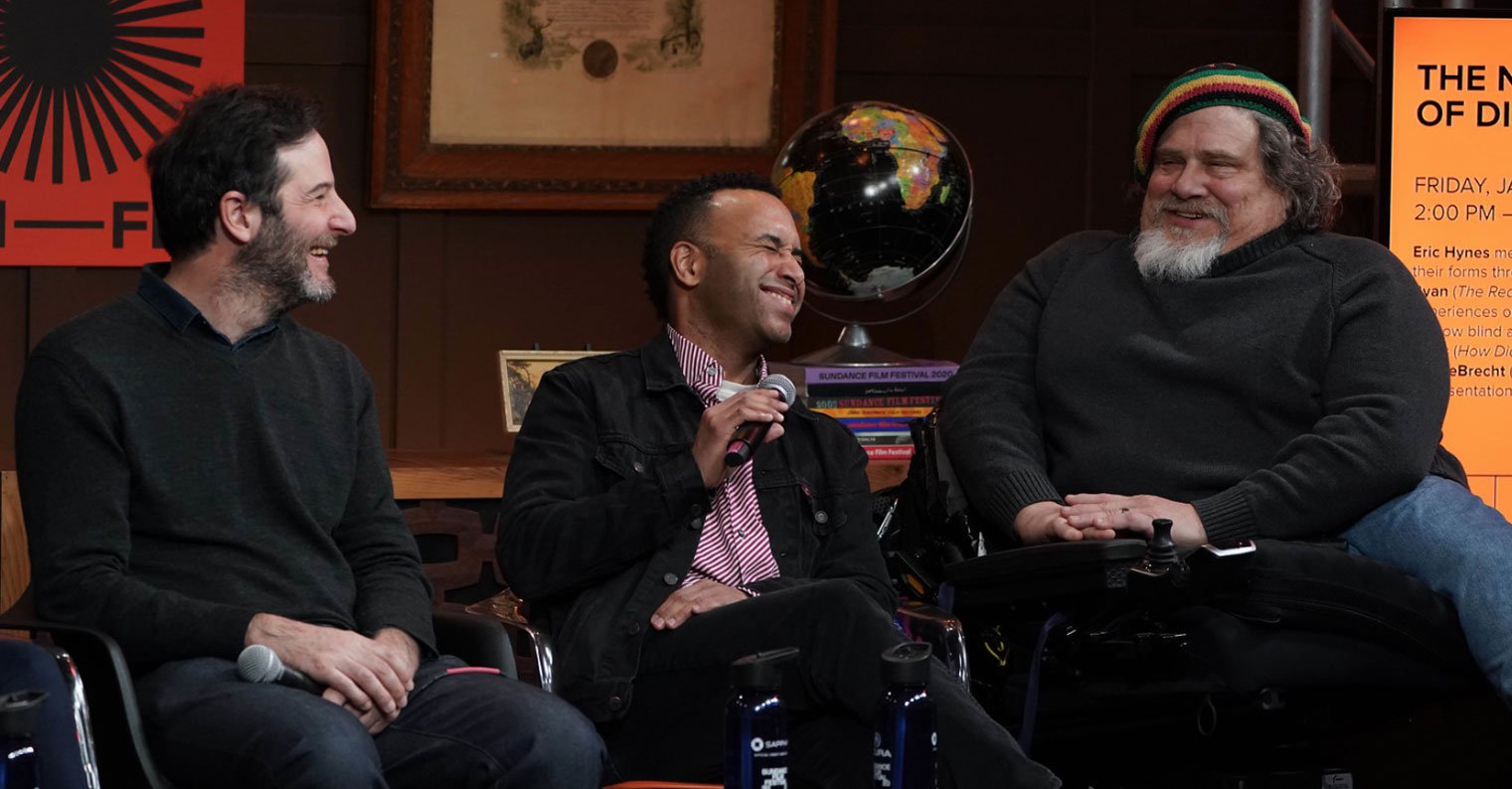 Filmmakers and panelists NickRyan, Rodney Evans, and JimLeBrecht at the 2020 Sundance Film Festival. Image courtesy Sundance Institute. Photo by Jemal Countess.