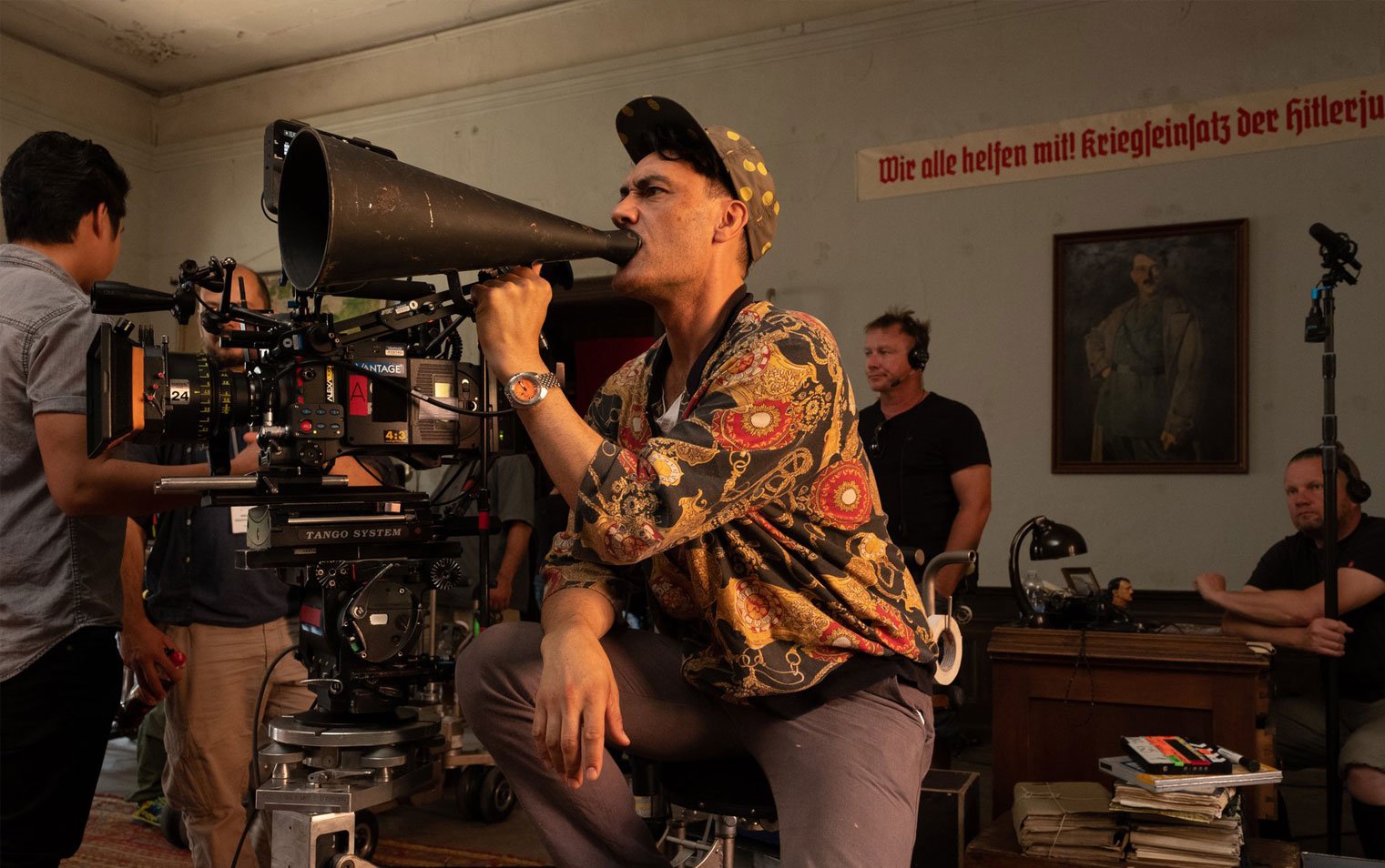 Director Taika Waititi on the set of the film Jojo Rabbit