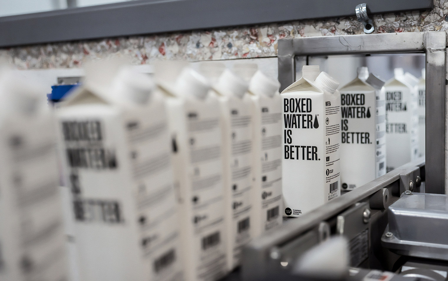 Assembly line of boxed water